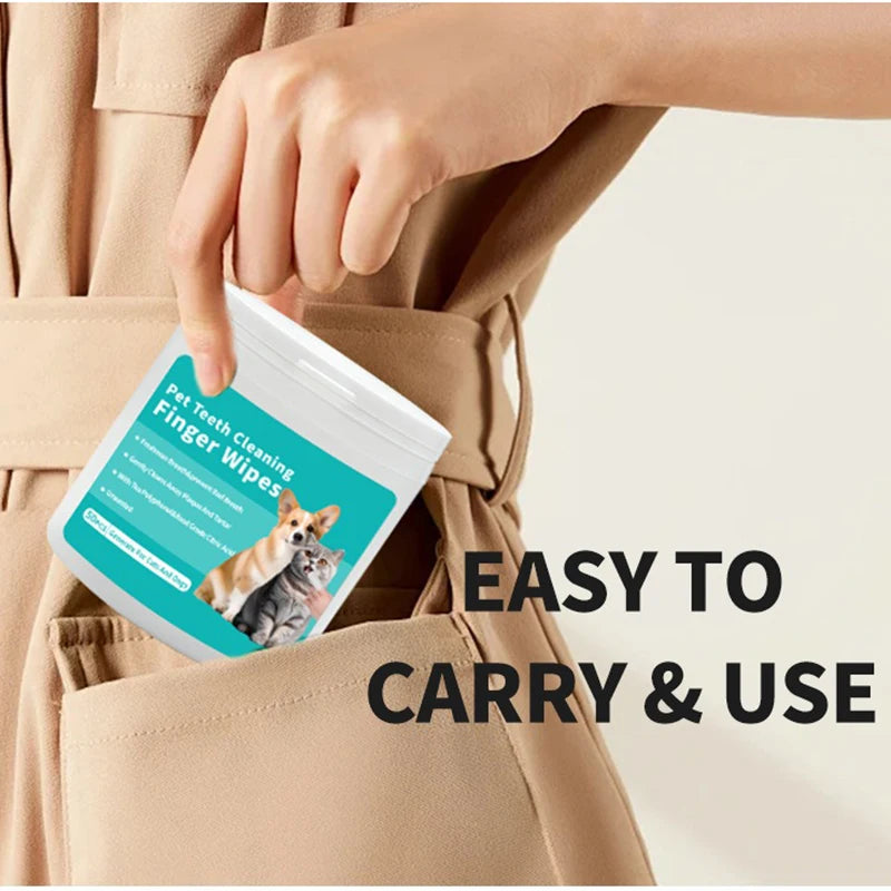 Disposable Pet Finger Toothbrush Wipes — For Dogs & Cats
