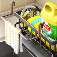 Tap-mounted kitchen shelf organiser