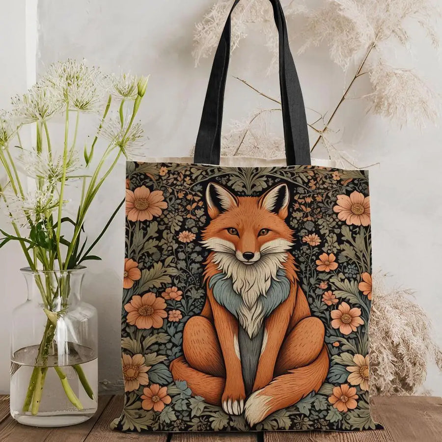 William Morris Art Fox Canvas Tote Bag — Eco Linen | Large Capacity