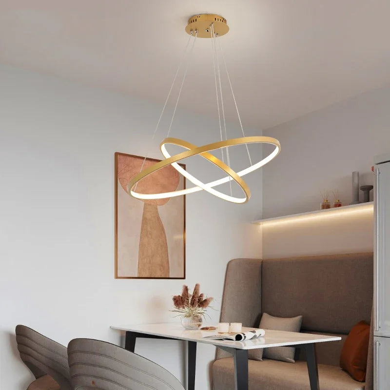 Modern LED Ring Chandelier — Dimmable Pendant Light, 1–4 Rings