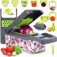 Multifunctional Vegetable Chopper & Slicer — 14-in-1 or 16-in-1, Stainless Steel Blades