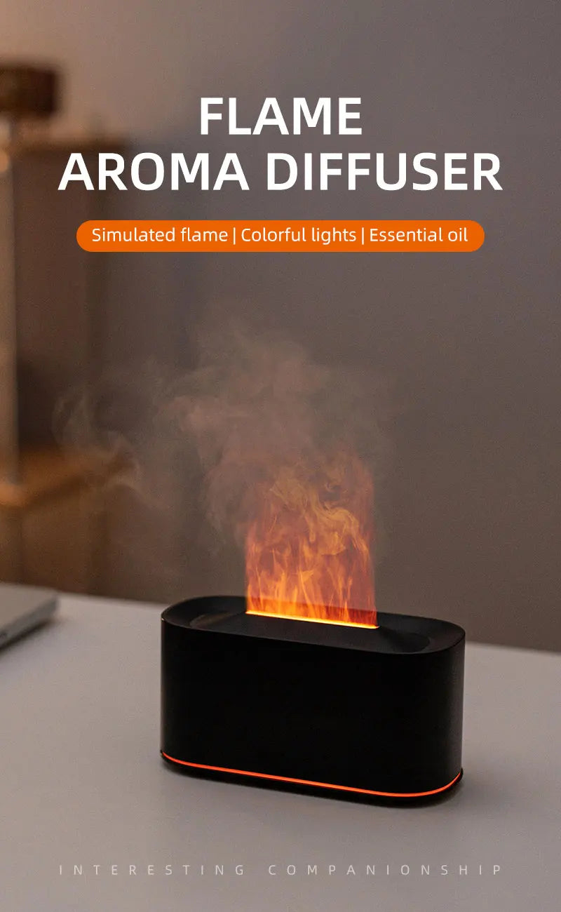 Flame Essential Oil Diffuser — Aromatherapy Humidifier | Colourful Water Vapour | 7 Finishes
