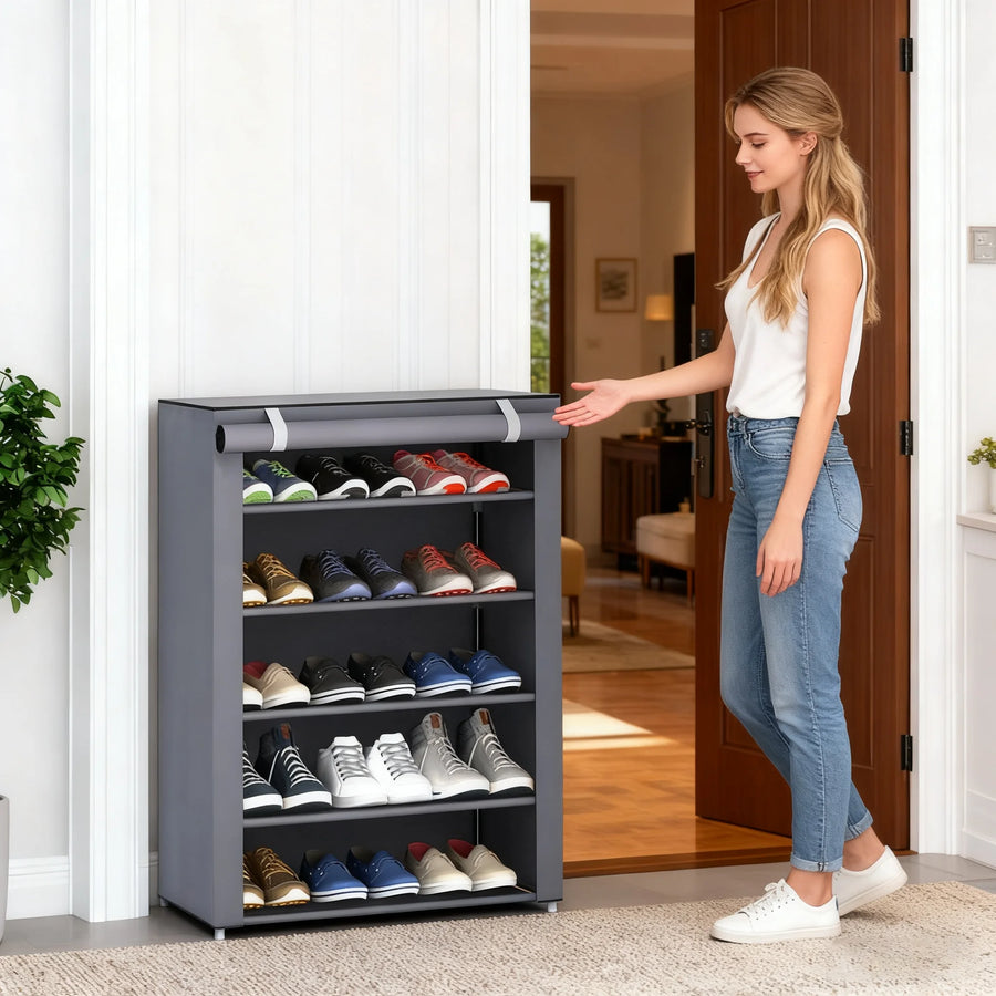 Rolling shutter shoe cabinet