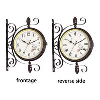 Antique Double-Sided Iron Wall Clock — Silent Movement | Indoor & Outdoor