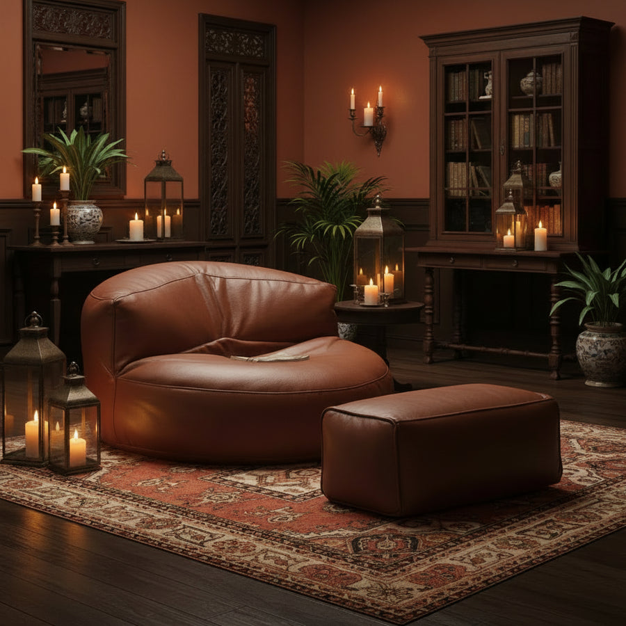 Modern Minimalist Seat — Microfiber Leather | Single Seat | Optional Footstool