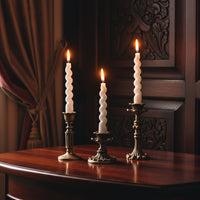 Vintage Tapered Candle Holder | Antique Bronze Resin | Wedding & Home Decor