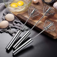 Semi-Automatic Stainless Steel Egg Beater — Hand Push Mixer, S / M / L