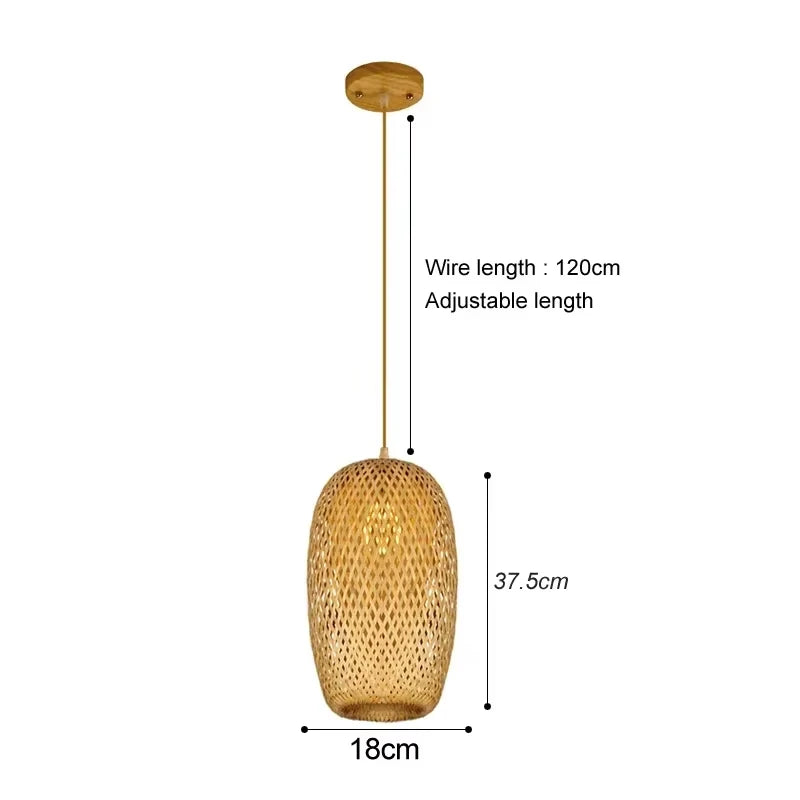 Hand-woven bamboo & rattan pendant light
