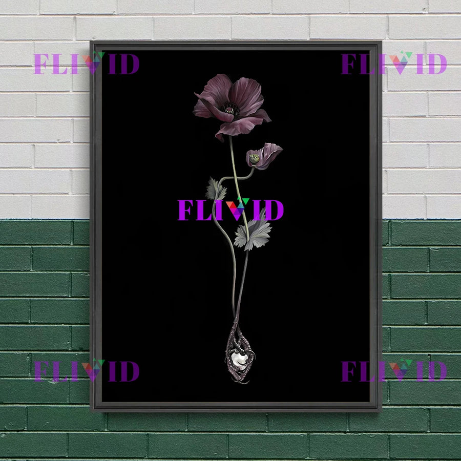 Dark moody floral rose canvas print