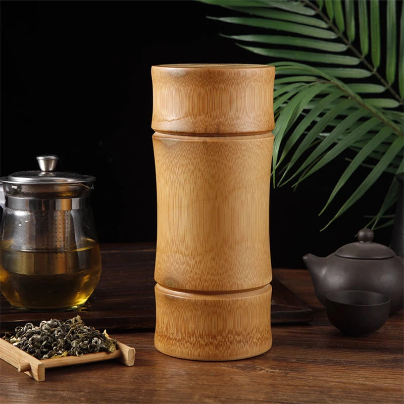 Natural bamboo food storage canister