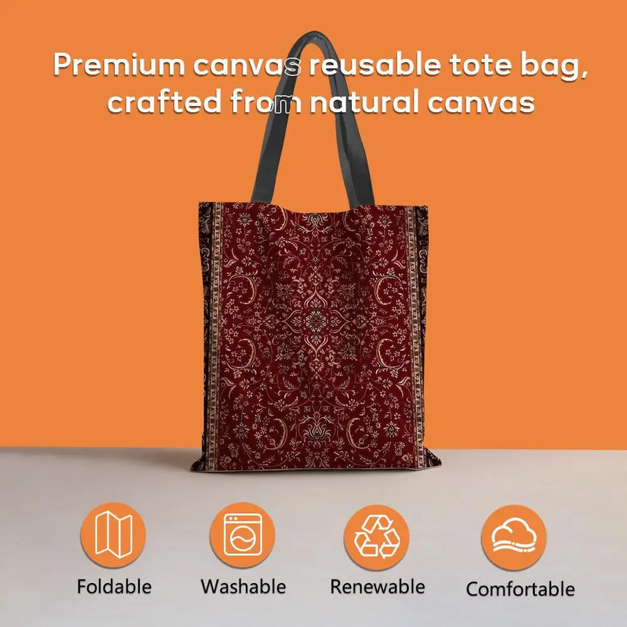 Oriental Pattern Canvas Tote Bag — Eco-Friendly | Large Capacity | 6 Prints | 4 Sizes