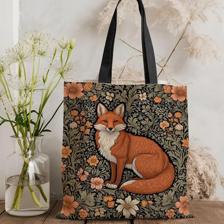 William Morris Art Fox Canvas Tote Bag — Eco Linen | Large Capacity