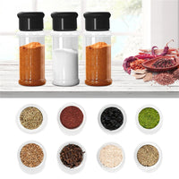 Clear spice jar set with labels