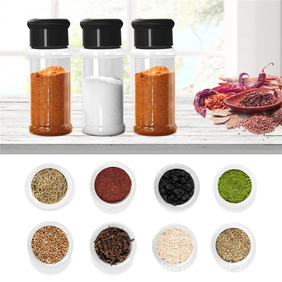 Clear spice jar set with labels