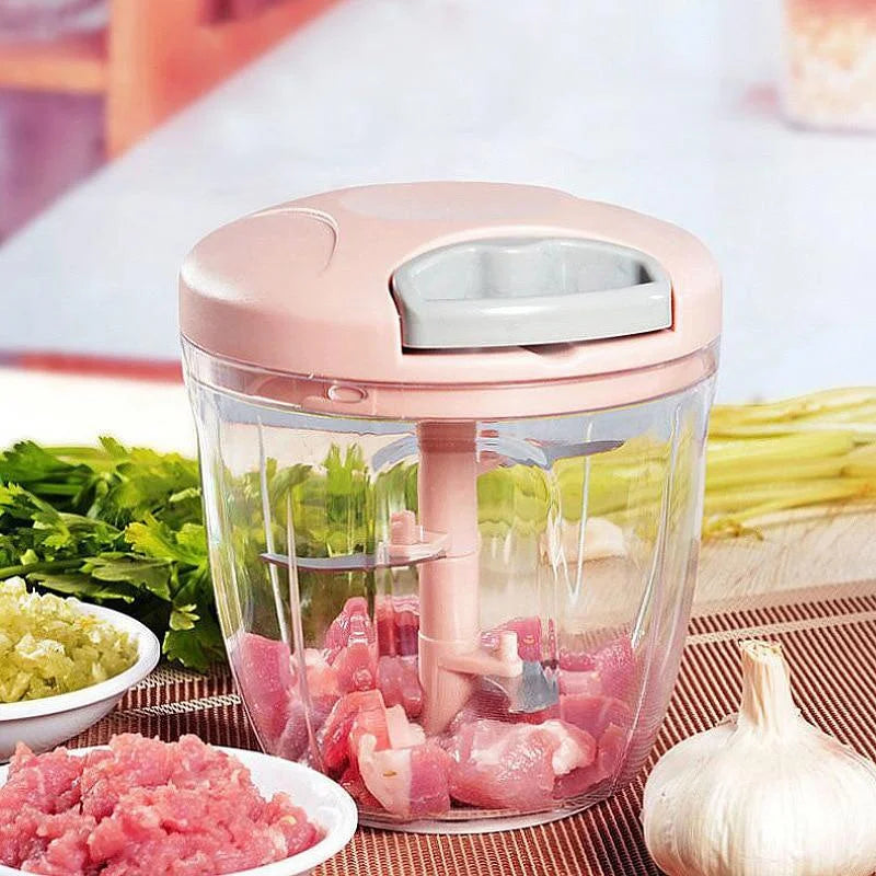 Manual Garlic Chopper & Vegetable Cutter — 500ml or 900ml, Stainless Steel Blades