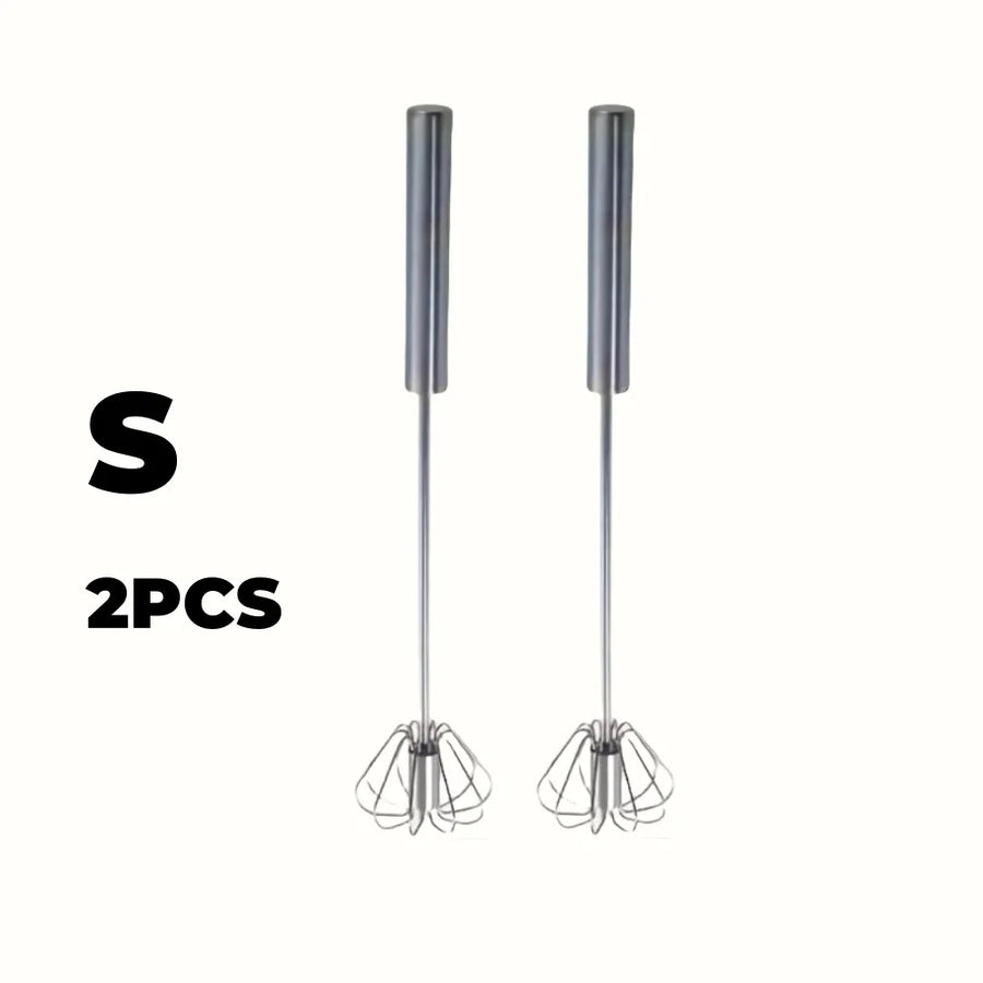 Semi-Automatic Stainless Steel Egg Beater — Hand Push Mixer, S / M / L