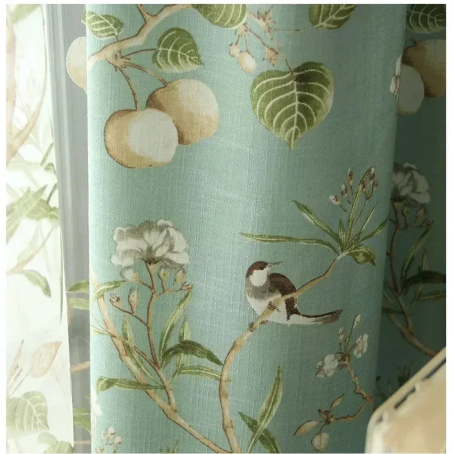 Countryside Floral Cotton Linen Curtains — American Country Style | Custom Sizes