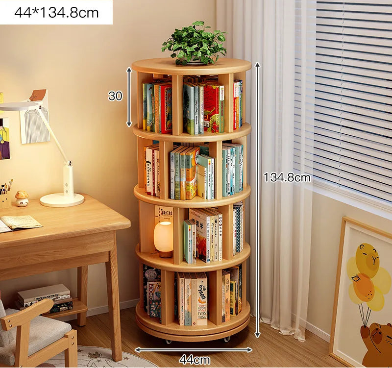 Solid Wood Rotating Bookshelf