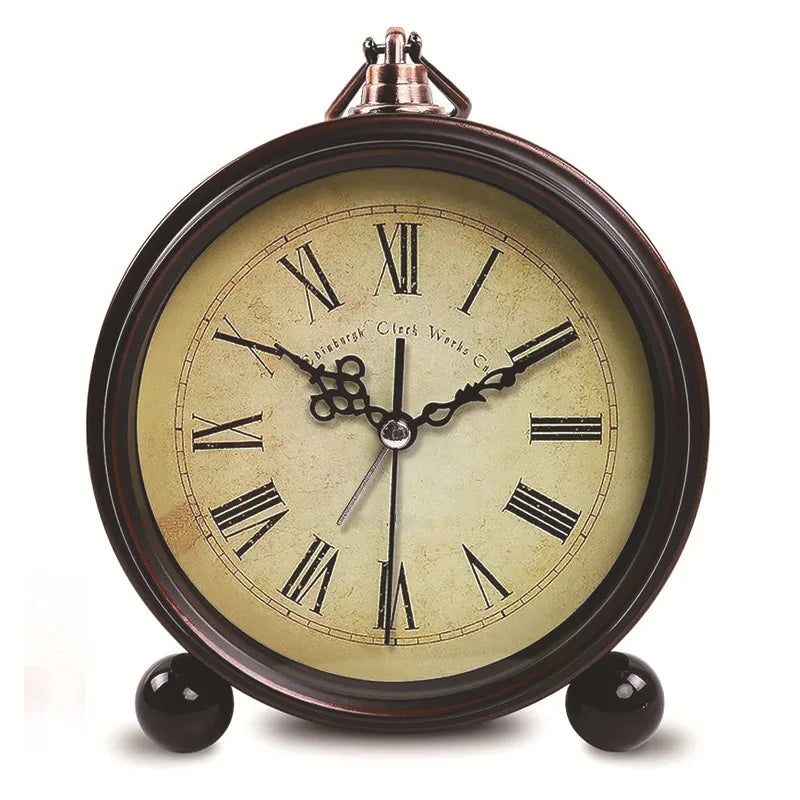 Vintage Metal Alarm Clock with Night Light — Super Silent | Bedside & Desk