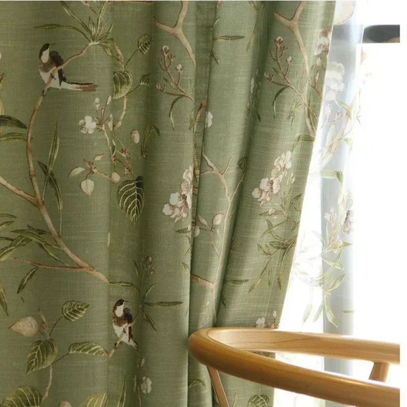 Countryside Floral Cotton Linen Curtains — American Country Style | Custom Sizes
