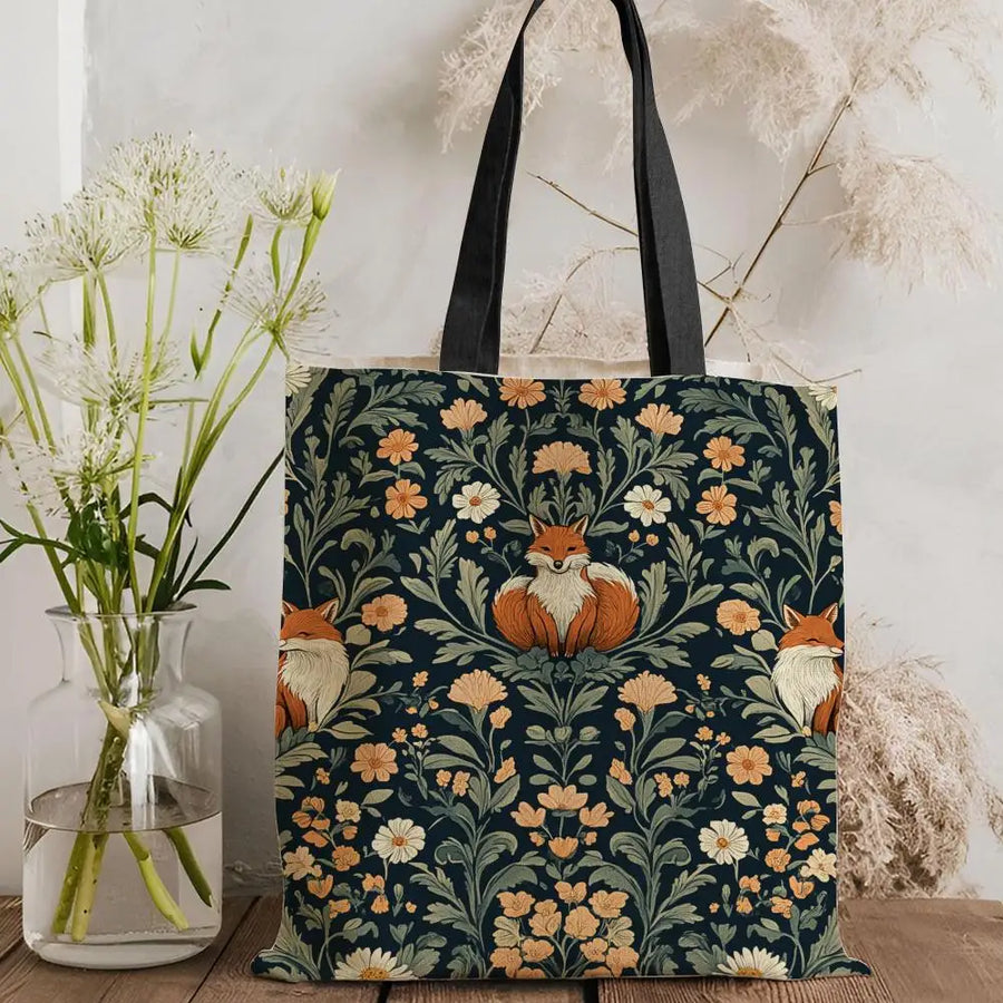 William Morris Art Fox Canvas Tote Bag — Eco Linen | Large Capacity
