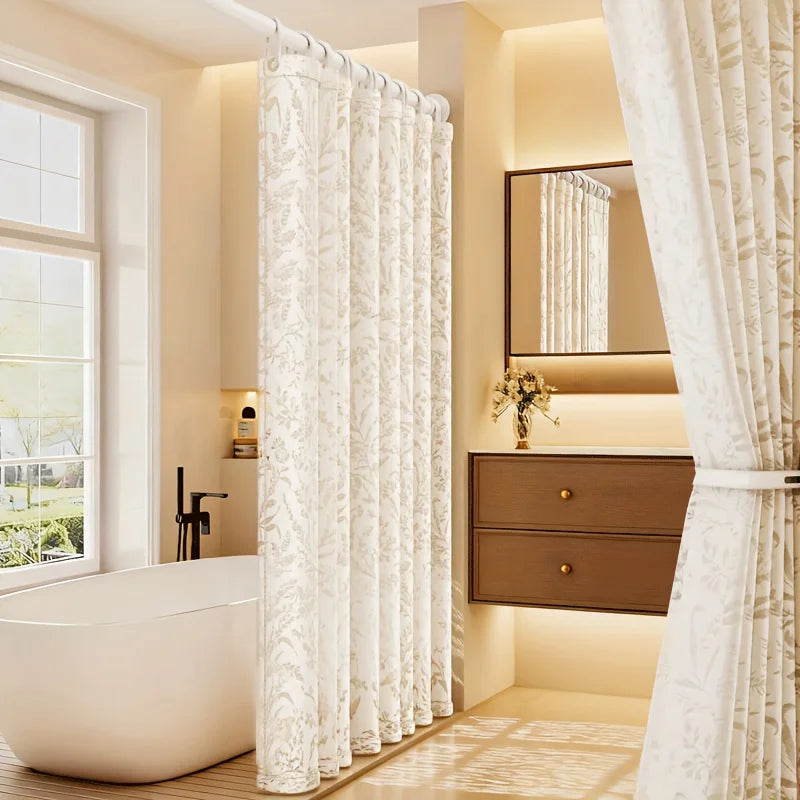 Moonlit Branch Jacquard Shower Curtain — Embossed Relief | Thickened Fabric | 2 Colours | 9 Sizes