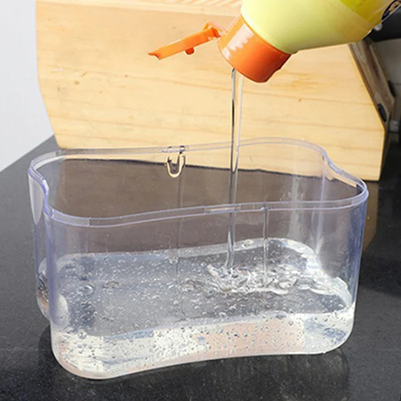 Press-Top Kitchen Soap Dispenser for Sponges — No-Drip, Countertop