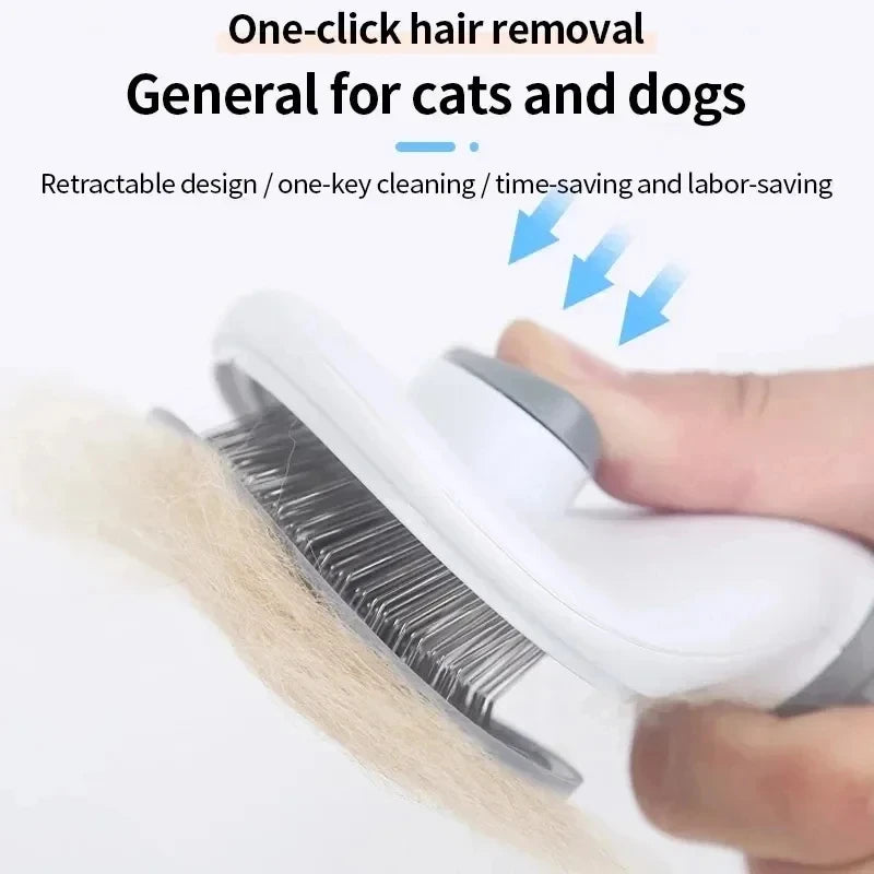 Self-Cleaning Pet Slicker Brush — Dogs & Cats, All Coat Types
