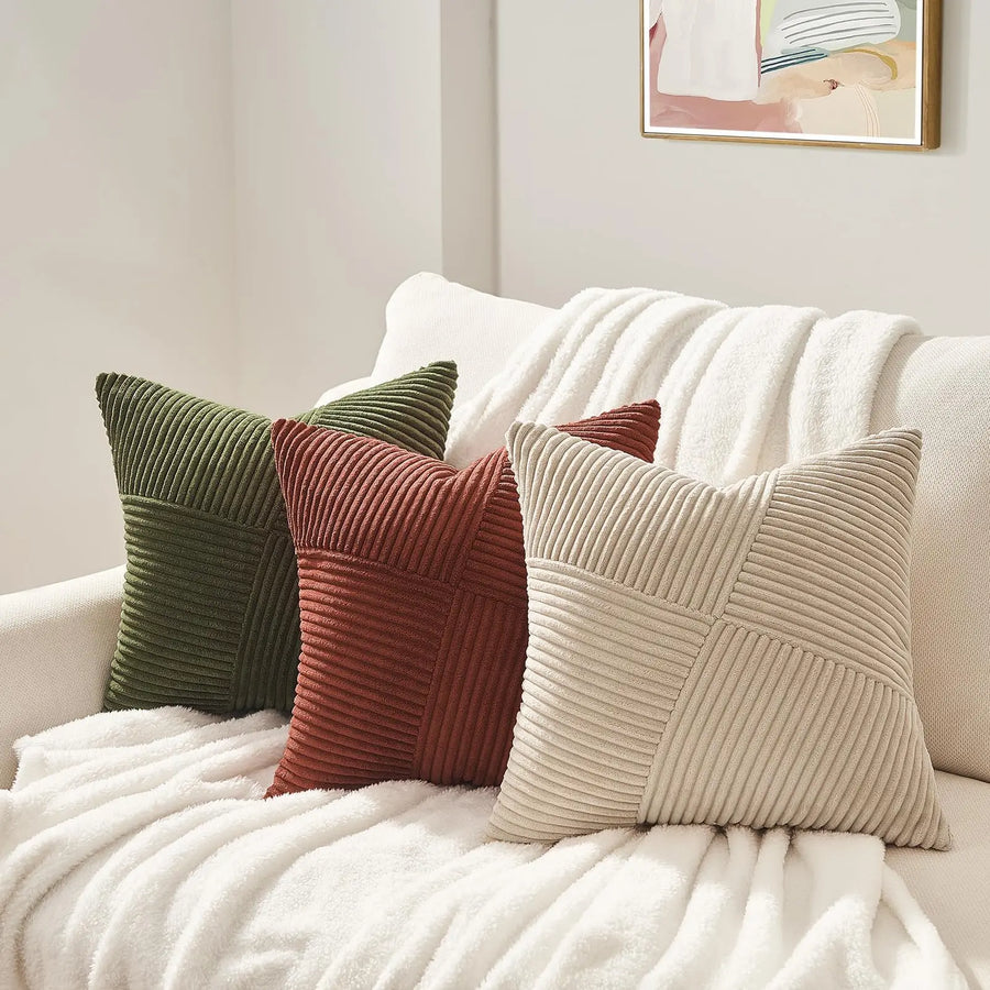 Corduroy Textured Cushion Cover | Boho Windmill Pattern | 45×45cm