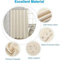 Waffle Texture Shower Curtain — Waterproof & Mildew-Proof | 4 Colours | 3 Sizes | 12 Hooks Included