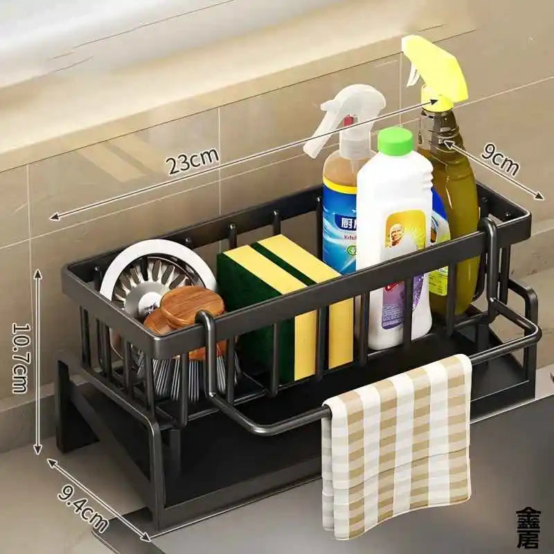 Tap-mounted kitchen shelf organiser