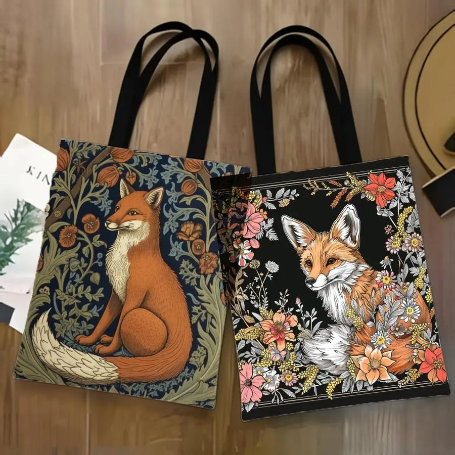 William Morris Art Fox Canvas Tote Bag — Eco Linen | Large Capacity