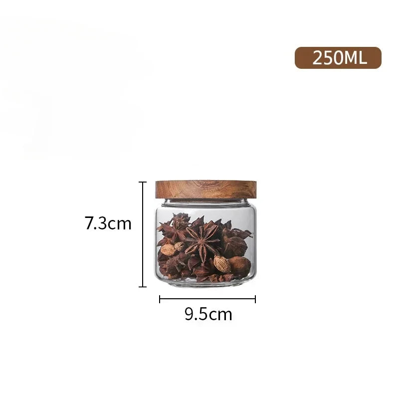 Glass canister with wooden lid