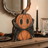 Retro Wooden Block Halloween Decor Set