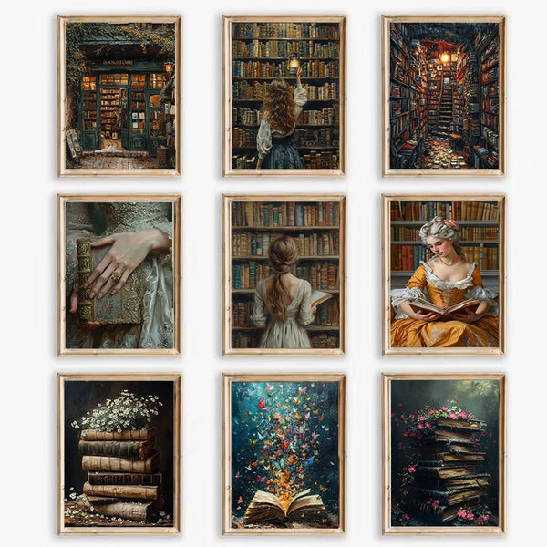 Dark academia bookish wall art
