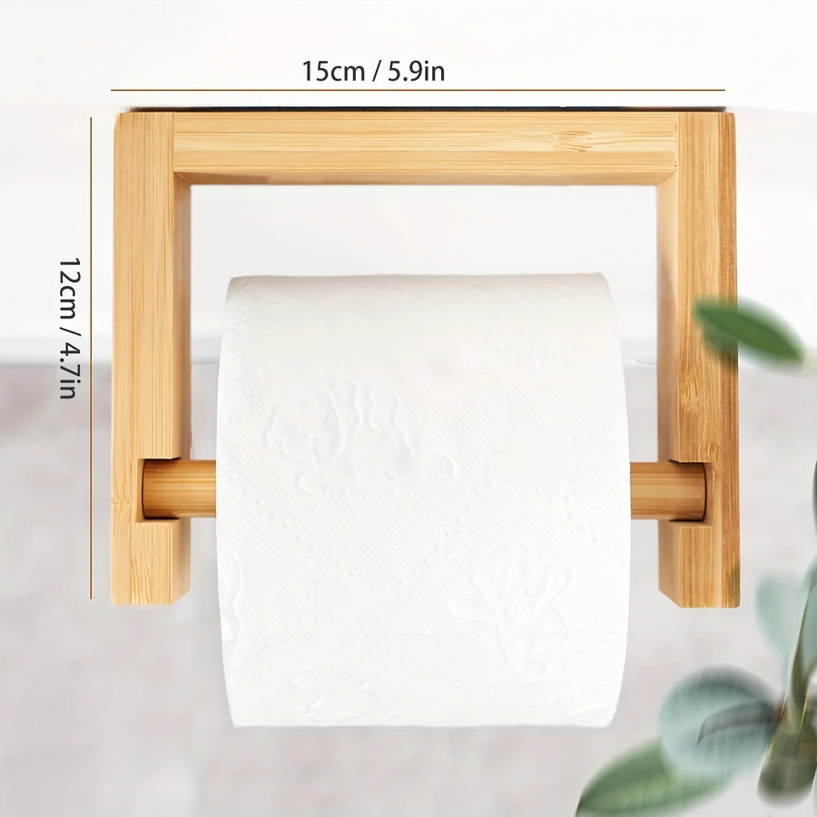 Bamboo wall-mounted toilet paper holder