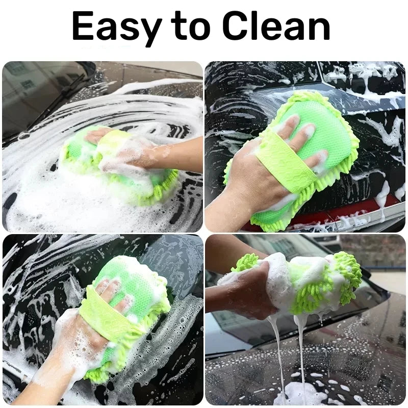 Microfiber Car Wash Sponge Glove — Scratch-Free Detailing