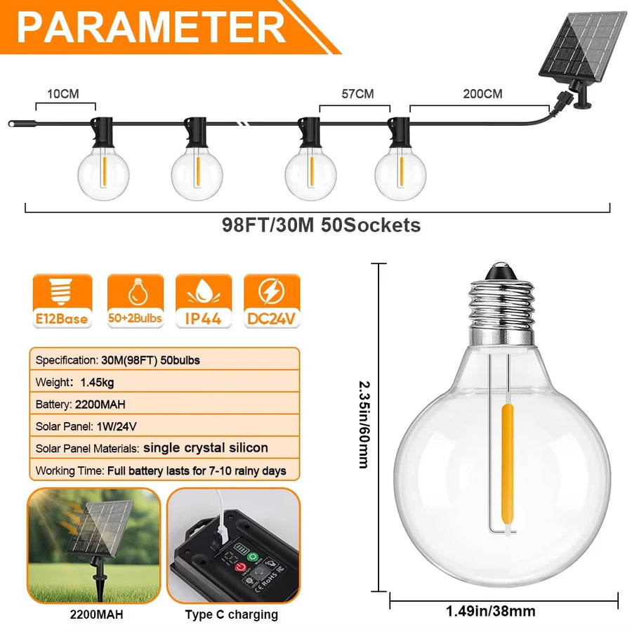 G40 Outdoor Solar String Lights
