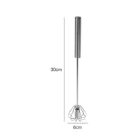 Stainless Steel Rotary Whisk — Semi-Automatic Press & Spin, Small / Medium / Large