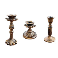 Vintage Tapered Candle Holder | Antique Bronze Resin | Wedding & Home Decor