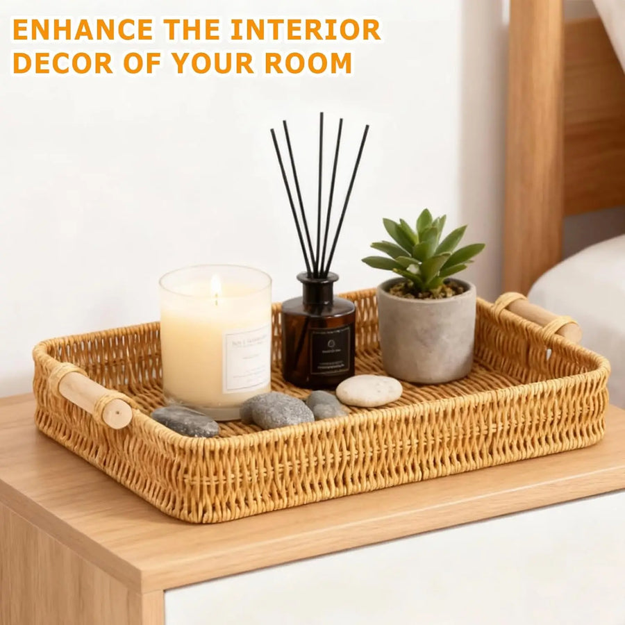 Wicker Rectangular Serving Tray