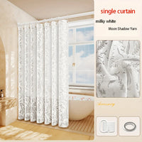 Moonlit Branch Jacquard Shower Curtain — Embossed Relief | Thickened Fabric | 2 Colours | 9 Sizes