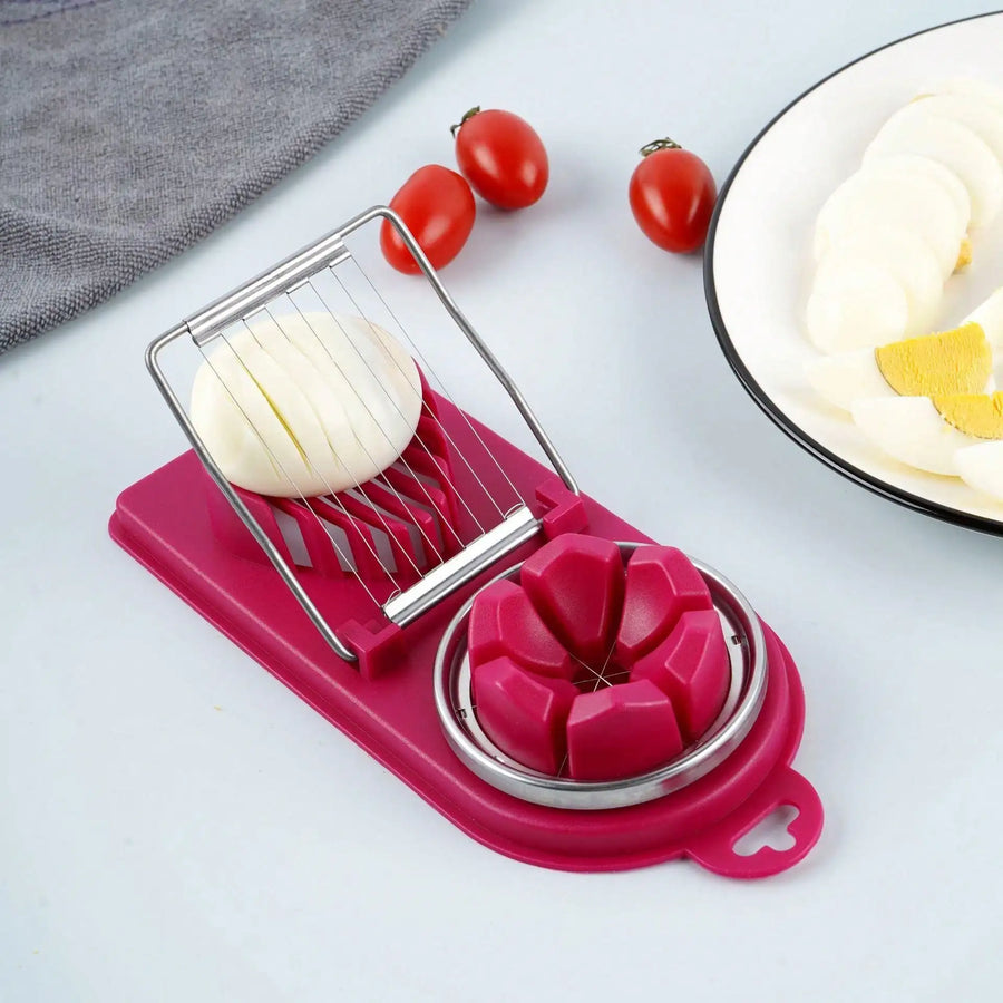 2-in-1 Egg Slicer & Cutter — Stainless Steel Wire, PP Base