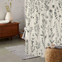 Vintage Botanical Floral Shower Curtain — Eco-Friendly Polyester | 8 Sizes | Machine Washable