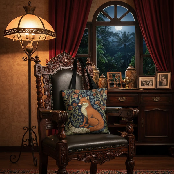 William Morris Art Fox Canvas Tote Bag — Eco Linen | Large Capacity