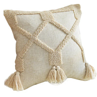 Boho Hand-Tufted Geometric Cushion Cover with Tassels — Cotton Linen | 8 Styles | 2 Sizes
