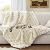 Reversible Double-Sided Throw Blanket — Striped & Solid | Skin-Soft | 8 Colours