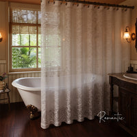 Moonlit Branch Jacquard Shower Curtain — Embossed Relief | Thickened Fabric | 2 Colours | 9 Sizes