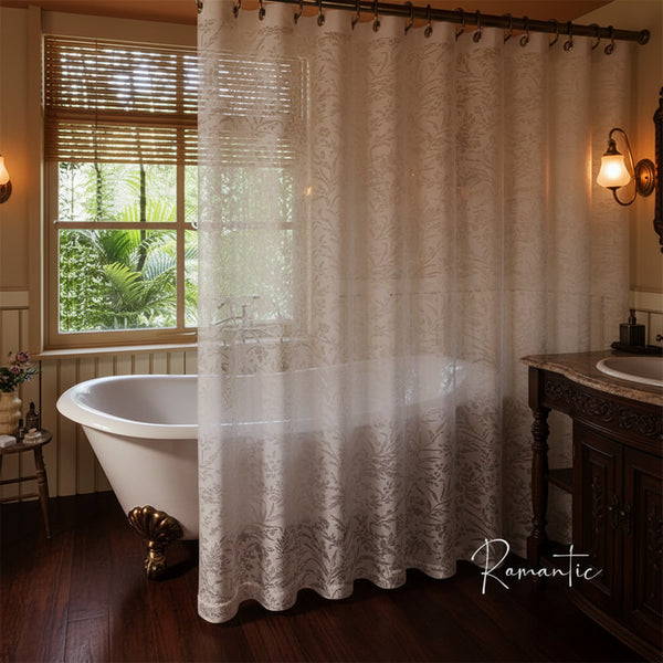 Moonlit Branch Jacquard Shower Curtain — Embossed Relief | Thickened Fabric | 2 Colours | 9 Sizes