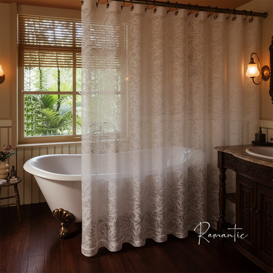Moonlit Branch Jacquard Shower Curtain — Embossed Relief | Thickened Fabric | 2 Colours | 9 Sizes